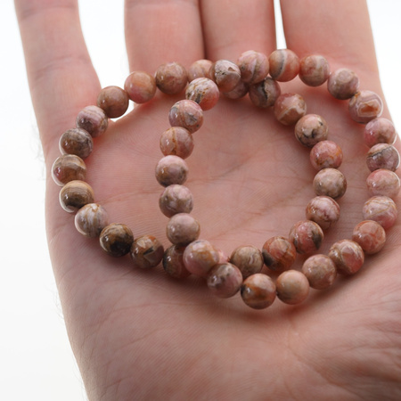 Bransoletka - Rodochrozyt kulki 8mm