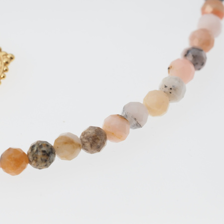 Naszyjnik z okiem proroka - Opal Różowy i srebro złocone