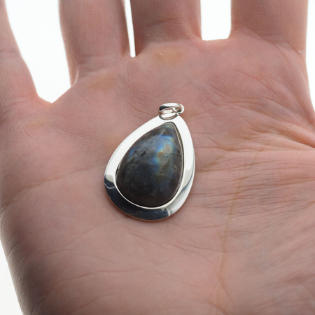 Zawieszka srebrna z labradorytem - łza