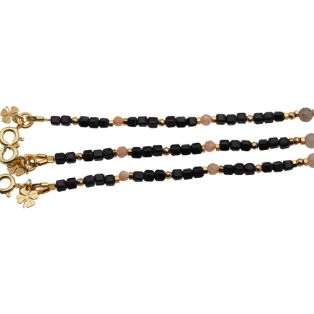 Bransoletka znak zodiaku lew - mix kamieni i srebro złocone