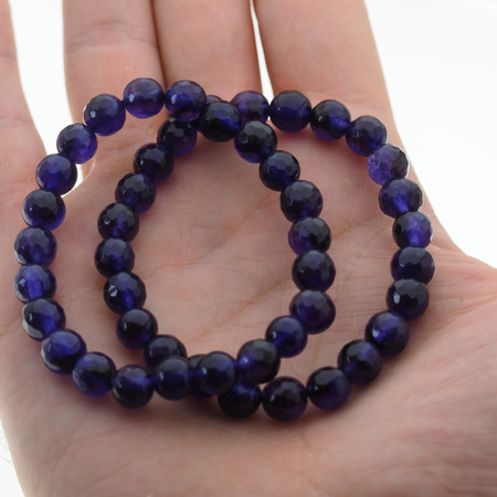 Bransoletka 19 cm - Jadeit fioletowy kulki cięte