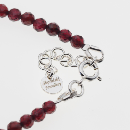 Bransoletka - Granat, Turmalin czarny, Hematyt i srebro