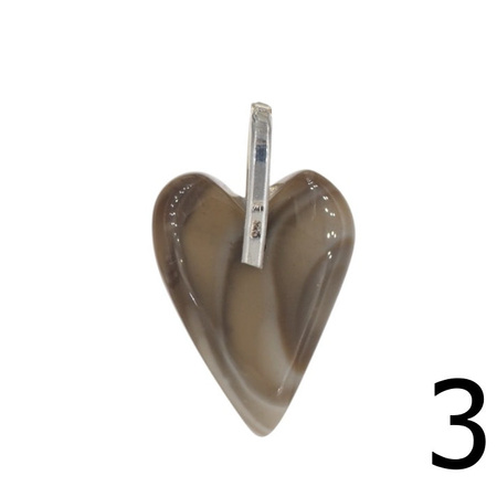 Zawieszka serce - Krzemień Pasiasty i srebro