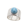 Pierścionek sygnet- Larimar koło i srebro