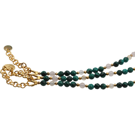 Bransoletka mix - Malachit, Kwarc Różowy, Cytryn, Hematyt i srebro złocone