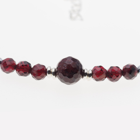 Naszyjnik - Granat, Turmalin czarny, Hematyt i srebro