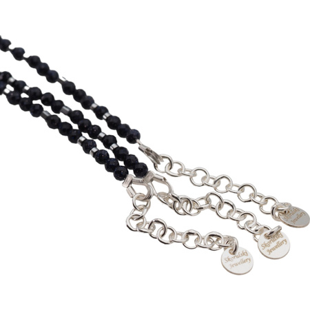 Bransoletka - Noc Kairu, hematyt, słońce i srebro