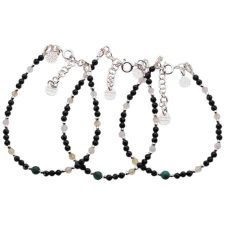 Bransoletka mix - Turmalin, cytryn, kwarc różowy i srebro