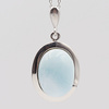 Zawieszka z larimarem owalnym w srebrze rodowanym