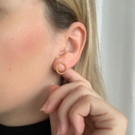 Okrągłe kolczyki sztyfty z srebra złoconego