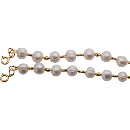 Naszyjnik - Białe Perły, Szafir, hematyt i srebro złocone