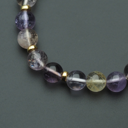 Bransoletka 18 cm - Ametryn kulki 8mm i srebro złocone