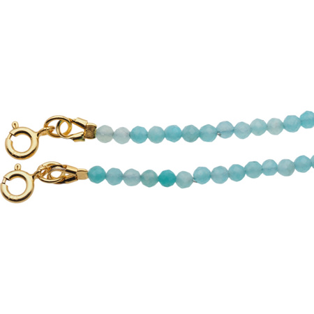 Bransoletka regulowana - Amazonit fasetowane kulki i srebro złocone