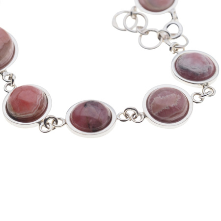 Bransoletka regulowana z okrągłym rodochrozytem w srebrze