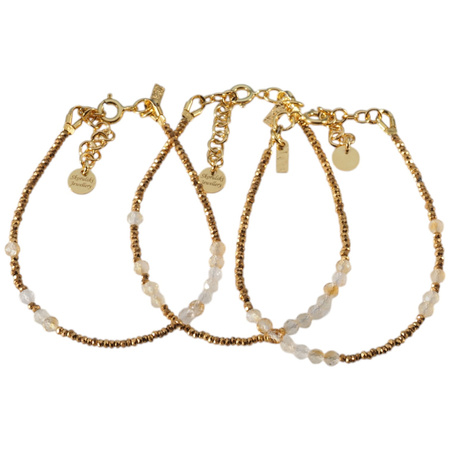 Bransoletka urodzeniowa listopad - cytryn, hematyt i srebro złocone