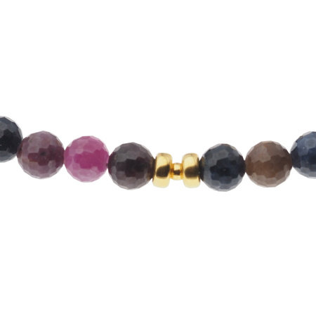 Naszyjnik - Rubin i Szafir fasetowane kulki i srebro złocone