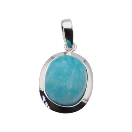 Zawieszka - Amazonit owalny 15x12mm w srebrze rodowanym
