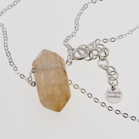 Naszyjnik - Cytryn (Kwarc Żółty) sopel  na łańcuszku srebrnym