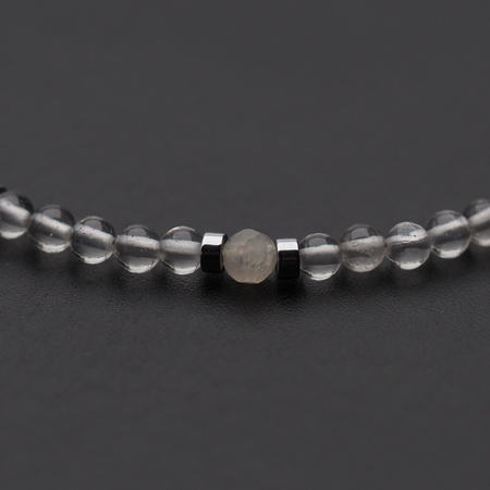 Bransoletka - Kamień Księżycowy, Kryształ Górski i srebro