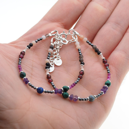 Bransoletka znak zodiaku skorpion - mix kamieni i srebro