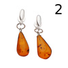 Kolczyki wiszące sztyfty - koniakowy Bursztyn krople i srebro