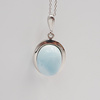 Zawieszka z larimarem owalnym w srebrze rodowanym