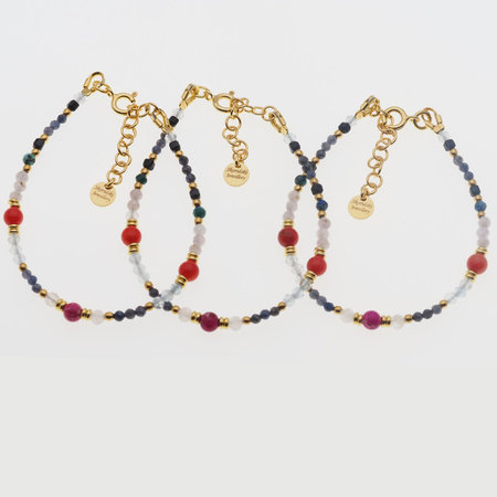 Bransoletka znak zodiaku waga - mix kamieni i srebro złocone