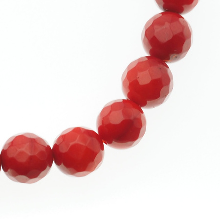 Bransoletka 19 cm - cięty Koral czerwony kulki i srebro złocone