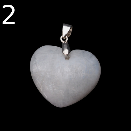 Zawieszka - Kamień Księżycowy serce w srebrze