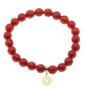 Bransoletka 19 cm - cięty Koral czerwony kulki i srebro złocone