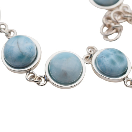 Bransoletka regulowana - Larimar koło w srebrze
