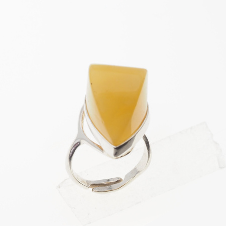 Pierścionek regulowany - Mleczny Bursztyn w srebrze