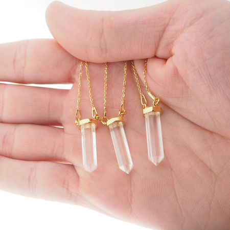 Naszyjnik - Kryształ Górski mały sopel w okuciu na łańcuszku