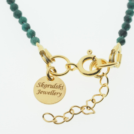 Naszyjnik regulowany - Malachit fasetowany i srebro złocone