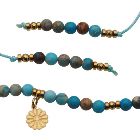 Naszyjnik regulowany- Jaspis cesarski niebieski i srebro złocone