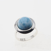 Pierścionek regulowany z okrągłym Larimarem w srebrze
