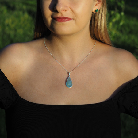 Zawieszka - Akwamaryn łza w srebrze