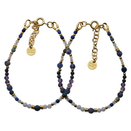 Bransoletka znak zodiaku strzelec - mix kamieni i srebro złocone