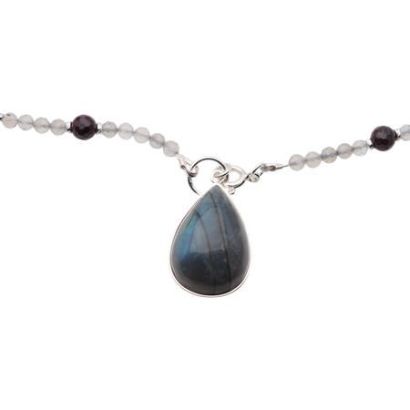 Naszyjnik z zawieszką - Labradoryt i srebro