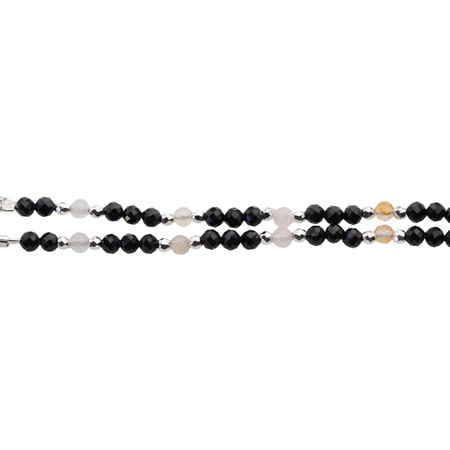 Bransoletka mix - Apatyt, Turmalin, cytryn, kwarc różowy i srebro