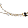 Naszyjnik długi - Białe Perły hodowane, Onyks i srebro złocone