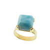 Pierścionek regulowany - kwadratowy Larimar w srebrze złoconym