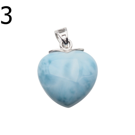 Zawieszka - larimar serce w srebrze rodowanym