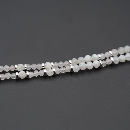 Bransoletka - Kamień Księżycowy kulki i srebro