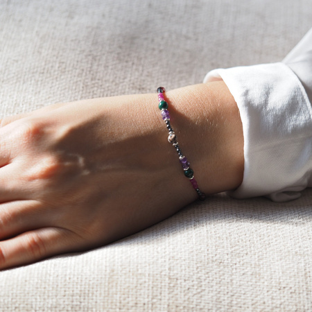 Bransoletka znak zodiaku skorpion - mix kamieni i srebro