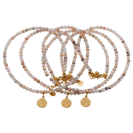 Naszyjnik - Opal Różowy fasetowany i srebro złocone