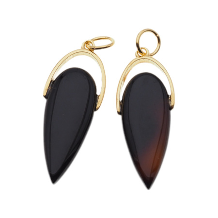 Naszyjnik srebrny złocony - Onyks łza na łańcuszku