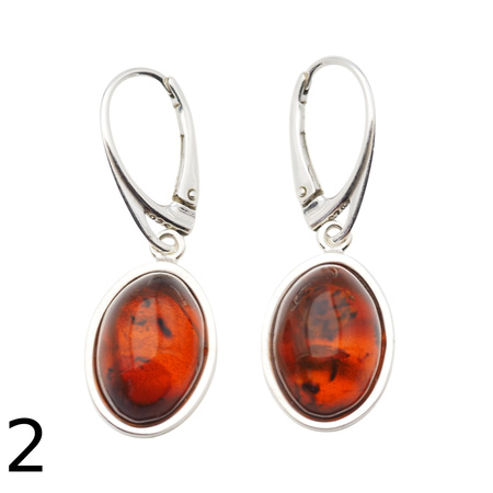 Kolczyki - koniakowy Bursztyn owalny i srebro