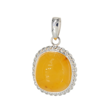 Zawieszka - Bursztyn mleczny prostokąt w srebrze 