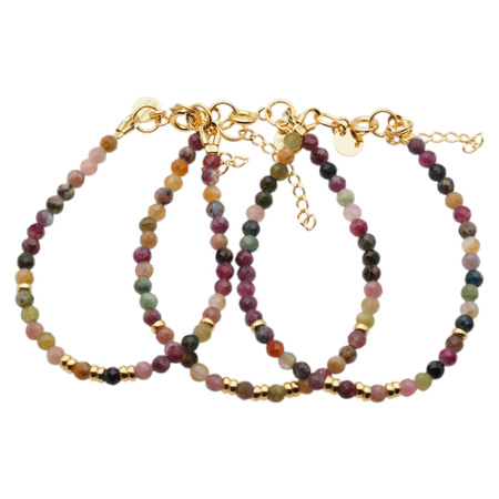 Bransoletka - cięty Turmalin kolorowy i srebro złocone